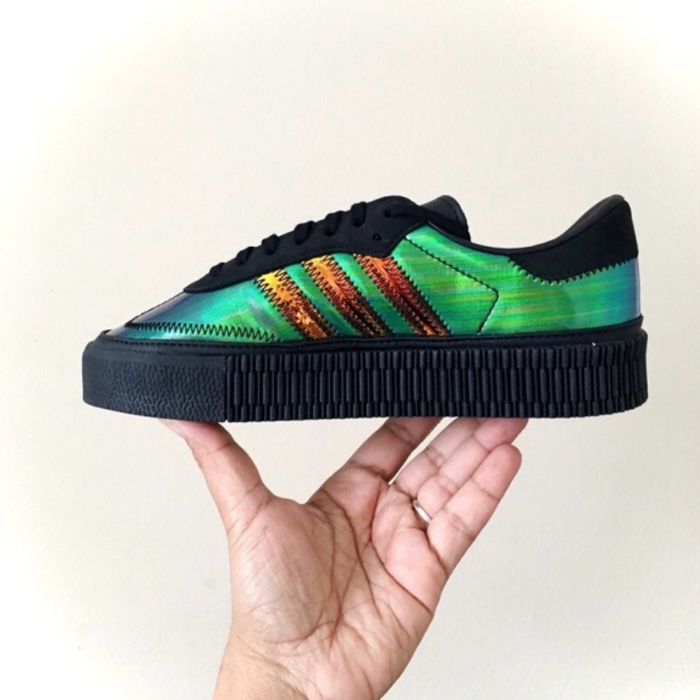 ADIDAS | 7.5 | Sambarose OUT LOUD Energy Ink Iridescent Stripe Platform Sneakers